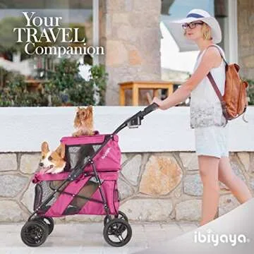 ibiyaya Double Dog Stroller for Dogs and Cats - Pink