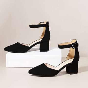 Ankis Closed Toe Heels - Stylish Low Block Chunky Pumps for Women