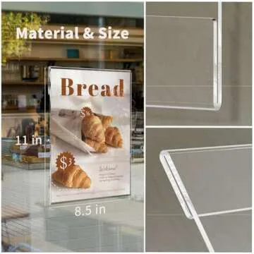 HIIMIEI Acrylic Sign Holder 8.5 x 11 Wall Mounted with Double Sided Tape, 8 1/2 x 11 Clear Plastic Frame for Office, Home, Store, and Restaurant No Drilling (6 Pack)