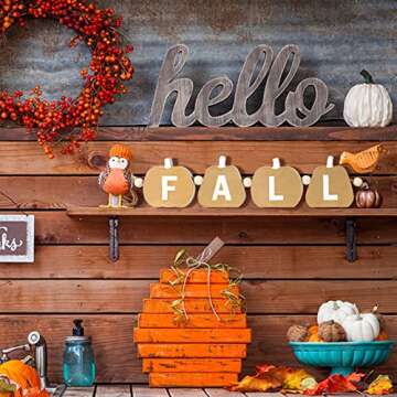 Wooden Pumpkin Fall Decorations for Home & Garden