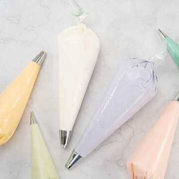 Restaurantware Pastry Tek 21 Inch Piping Bags 100 For Icing Pastry Bags - Disposable Food Grade Clear Plastic Decorating Bags Non Slip For Frosting Cupcakes Cakes And Pies