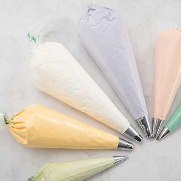 Restaurantware Pastry Tek 21 Inch Piping Bags 100 For Icing Pastry Bags - Disposable Food Grade Clear Plastic Decorating Bags Non Slip For Frosting Cupcakes Cakes And Pies