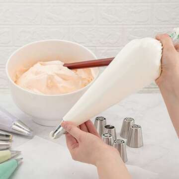 Restaurantware Pastry Tek 21 Inch Piping Bags 100 For Icing Pastry Bags - Disposable Food Grade Clear Plastic Decorating Bags Non Slip For Frosting Cupcakes Cakes And Pies