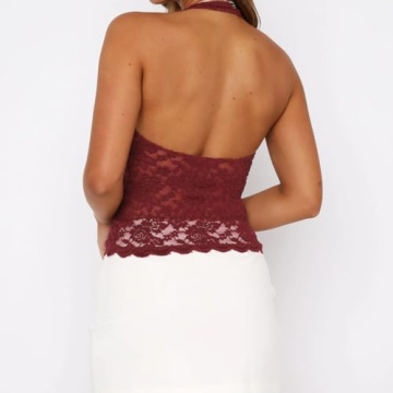 Chic Women Y2K Lace Halter Tank Top for Summer Style