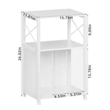 LELELINKY 3 Tier Side Table, End Table with Display Shelf, Vinyl Record Player Table with Album Storage, Small White Modern Bedside Tables Nightstand for Living Room Bedroom Small Spaces