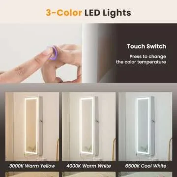 Stylish Mirrored Jewelry Armoire with Large Storage