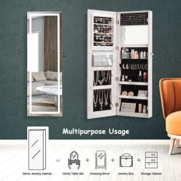 Stylish Mirrored Jewelry Armoire with Large Storage