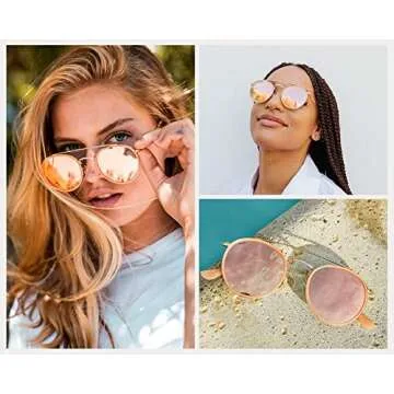 WearMe Pro - Round Double Bridge Polarized Modern Retro Sunglasses (Peach Frame/Mirror Peach Lens, 53)