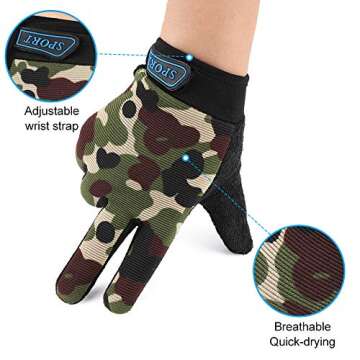 Accmor Kids Cycling Gloves, Kids Fishing Gloves, 4-10 Years Boys Girls Kids Sport Gloves, Breathable Non-Slip Full Finger Gloves for Child Cycling Climbing Riding Biking Outdoor Sports