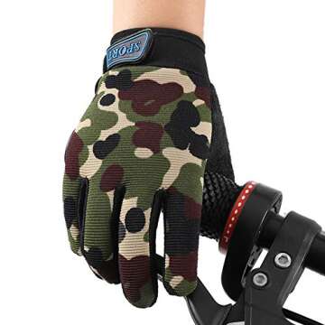 Accmor Kids Cycling Gloves, Kids Fishing Gloves, 4-10 Years Boys Girls Kids Sport Gloves, Breathable Non-Slip Full Finger Gloves for Child Cycling Climbing Riding Biking Outdoor Sports