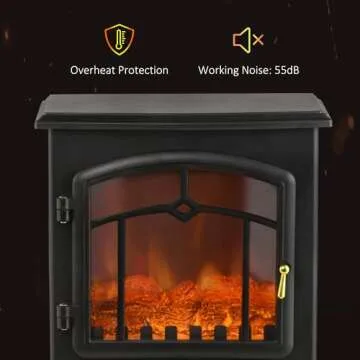 HOMCOM Electric Fireplace Stove, 22" Freestanding Fireplace Heater with 3-Sided Realistic Flame, Overheating Protection, Adjustable Temperature, Portable, 750W/1500W, Black