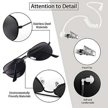 Boompark Ring Wedding Bearer Security: Ring Gifts Bearer Sun Glasses + EarPiece Cosplay + Ring Wedding Bearer Badge Police Fbi