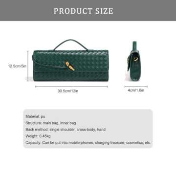 Trendy Handmade Woven Leather Crossbody Bag for Women, Women Underarm Shoulder Handbag, Evening Purs...