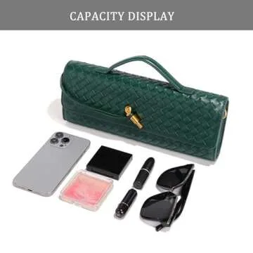 Trendy Handmade Woven Leather Crossbody Bag for Women, Women Underarm Shoulder Handbag, Evening Purse with Chain Strap, Black