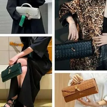 Trendy Handmade Woven Leather Crossbody Bag for Women, Women Underarm Shoulder Handbag, Evening Purse with Chain Strap, Black