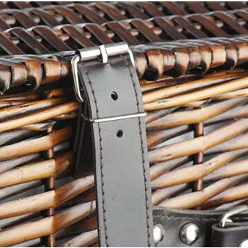 Picnic Basket Set for 4 Person | INSULATED Picnic Hamper Set | Picnic Table Set | Picnic Plates | Picnic Supplies | Summer Picnic Kit | Picnic Utensils Cutlery Flatware