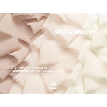 Vitalizart White Handmade Chiffon Silk Ribbon Fringe 1.5" x 21 Yd Nude & Ivory Frayed Edges Ribbons for Wedding Invitations Bridal Bouquets Gifts Wrapping Crafts Holiday Party Decorations