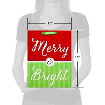 American Greetings Large Christmas Gift Bags with Tissue Paper Bundle; 4 Gift Bags and 20 Sheets of Tissue Paper