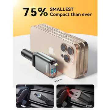 2025 Ultra-Slim, Compact Retractable Car Charger for Fast Charging