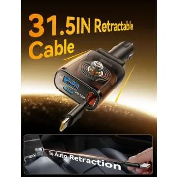 Ultra-Slim Car Charger for iPhone 16 Fast Charging