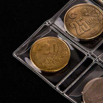 420 Pockets Coin Binders Pages - 1.14 inch Holders 10 pcs Loose-Leaf Sheets Acid-Free Collection Holders for Medallion Coin Stamp Currency Collecting Supplies 29x29mm / 1.14x1.14 inch CS03242