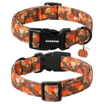 DOGWONG Fall Pumpkin Dog Collar - Adjustable Halloween & Thanksgiving Accessory