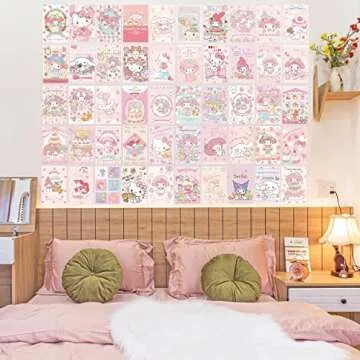 ARTBIZ 160PCS Anime Wall Collage Kit Aesthetic Pictures, Pink Anime Photo Collection for Teen Room Decor, Manga Posters Wall Prints Kit, Cute Posters for Room Bedroom Aesthetic