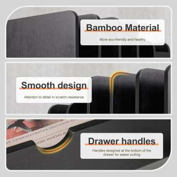 Bamboo Desk Organizer with Drawer & Adjustable Holder