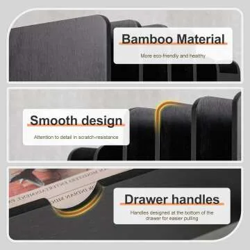 Bamboo Desk Organizer with Drawer & Adjustable Holder