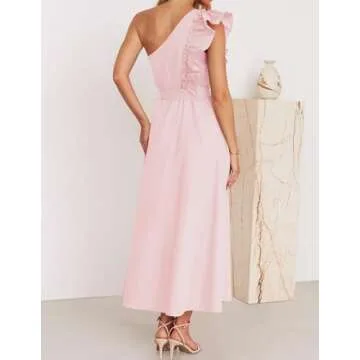 Stylish Summer One Shoulder Ruffle Maxi Dress for Women