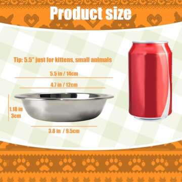 4 Pcs Stainless Steel Cat Bowls,5.5 Inches Metal Cat Bowl, Cat Food Bowls for Indoor Cats, Whisker F...