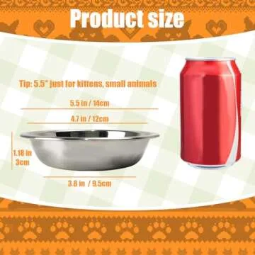 4 Pcs Stainless Steel Cat Bowls,5.5 Inches Metal Cat Bowl, Cat Food Bowls for Indoor Cats, Whisker F...