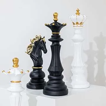 Navaris 14.5" Tall Black Queen Chess Statue for Decor