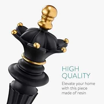 Navaris 14.5" Tall Black Queen Chess Statue for Decor