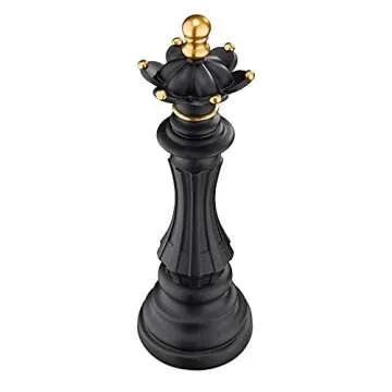 Navaris 14.5" Tall Black Queen Chess Statue for Decor