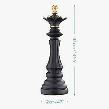Navaris 14.5" Tall Black Queen Chess Statue for Decor