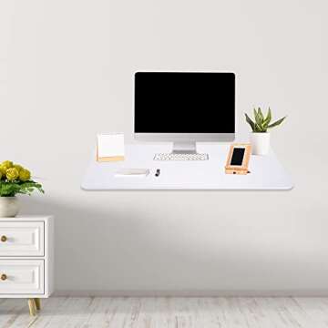 Yescom Wall Mounted Floating Folding Desk Wooden PC Dining Drop Leaf Table 24"x16" 50lbs Weight Capi...