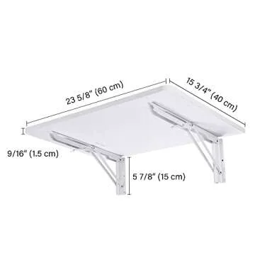 Yescom Wall Mounted Floating Folding Desk Wooden PC Dining Drop Leaf Table 24"x16" 50lbs Weight Capicity for Study White