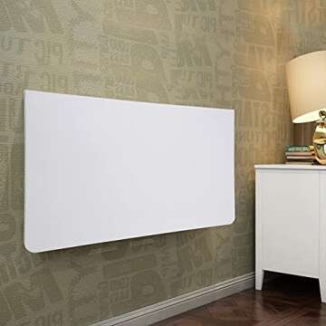 Yescom Wall Mounted Floating Folding Desk Wooden PC Dining Drop Leaf Table 24"x16" 50lbs Weight Capicity for Study White