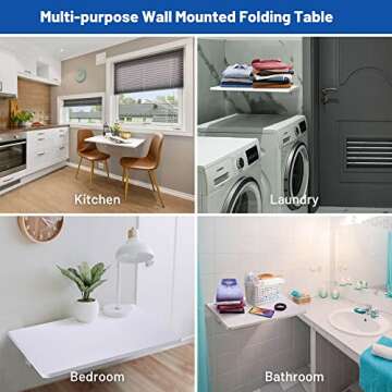 Yescom Wall Mounted Floating Folding Desk Wooden PC Dining Drop Leaf Table 24"x16" 50lbs Weight Capicity for Study White