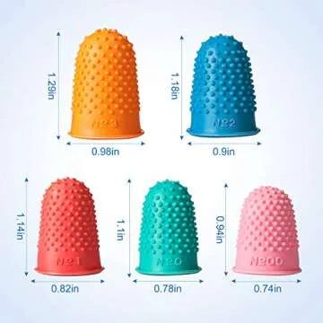 Zonon 20 Pieces Rubber Finger Tips Guard 5 Sizes Silicone Thimble Finger Pads Grips Assorted Colors hand Protector Covers for Sorting Task Embroidery Paperwork Carving(Blue)