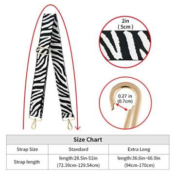 Wide Shoulder Strap Adjustable Replacement Belt Guitar Style Crossbody Bag Handbag Strap Multicolor Canvas Straps(wide:1.97"(5CM))(ZEBRA3)