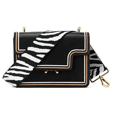 Wide Shoulder Strap Adjustable Replacement Belt Guitar Style Crossbody Bag Handbag Strap Multicolor Canvas Straps(wide:1.97"(5CM))(ZEBRA3)