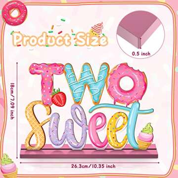 Donut Two Sweet Letter Sign Wooden Table Centerpieces 2st Donut Party Decorations for Baby Shower Bo...