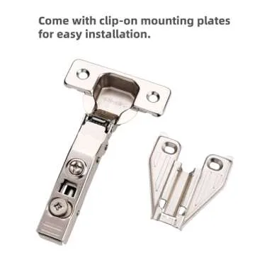 DecoBasics (10 PCS) Full Overlay Soft Close Cabinet Hinges for Kitchen Cabinets - 105° Face Frame Concealed Cabinet Door Hinge -3 Way Adjustability -Clip on Plate & Matching Screw 4 Easy Installation