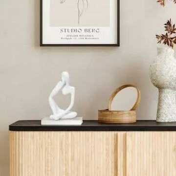 INNOLITES Resin Statue Thinker Style Decoration Abstract Sculptures Collectible Figurines for Home Decor Modern Office Shelf Desktop（White Left）