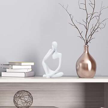 INNOLITES Resin Statue Thinker Style Decoration Abstract Sculptures Collectible Figurines for Home Decor Modern Office Shelf Desktop（White Left）
