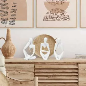 INNOLITES Resin Statue Thinker Style Decoration Abstract Sculptures Collectible Figurines for Home Decor Modern Office Shelf Desktop（White Left）