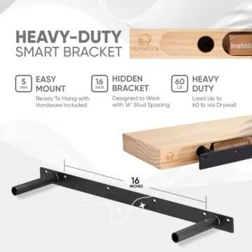 Homeforia White Floating Shelves 36 Inches Long, Premium Solid Wood, Long White Floating Shelves for Living Room, Heavy Duty Bracket, 36 x 6.5 x 1.75 inch, Set of 2