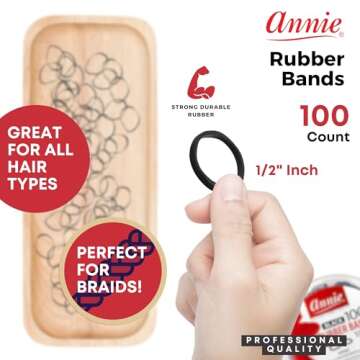 ANNIE 1000 RUBBER BANDS 1/2" #BLACK